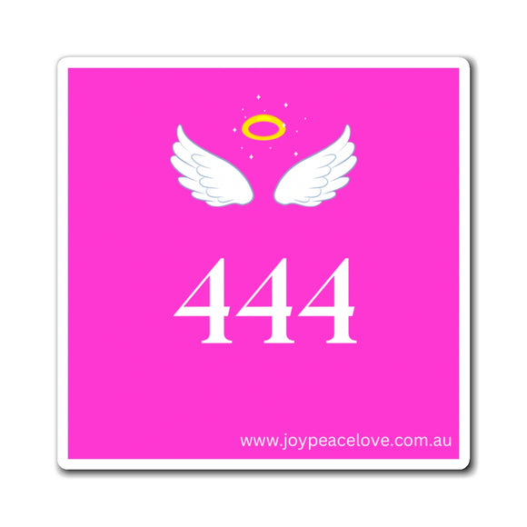 Square Magnet - Pink Angel Number 444 Design