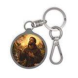 Saint Francis Keyring Tag — Rustic Religious Animal Lover Prayer Keychain