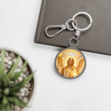 Archangel Uriel Round Keyring Tag — Inspirational Spiritual Keychain ("I Am That I Am")