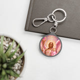 Archangel Chamuel Pink Aura Keyring Tag — Spiritual Guardian Keychain
