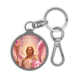 Archangel Chamuel Pink Aura Keyring Tag — Spiritual Guardian Keychain