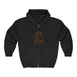 Zip Hoodie — 'A Reason To Love' Gold Script Full-Zip Hooded Sweatshirt
