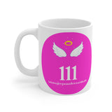 Angel Wings Inspirational Mug - 11oz Pink Coffee Cup with Meaningful 111 Design