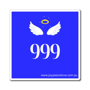 Square Magnet - Angel Number 999 Blue Magnet