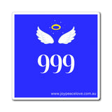 Square Magnet - Angel Number 999 Blue Magnet