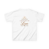 Kids Tee — “A Return to Love” Religious Heart Cross Design