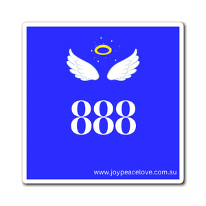 Square Magnet - Angel Number 888 Blue