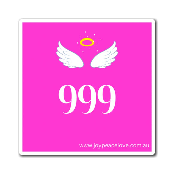 Square Magnet - Angel Number 999 Pink