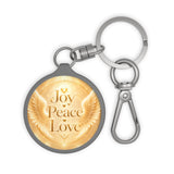 Keyring Tag — Joy Peace Love Gold Angel Wings Holiday Keychain